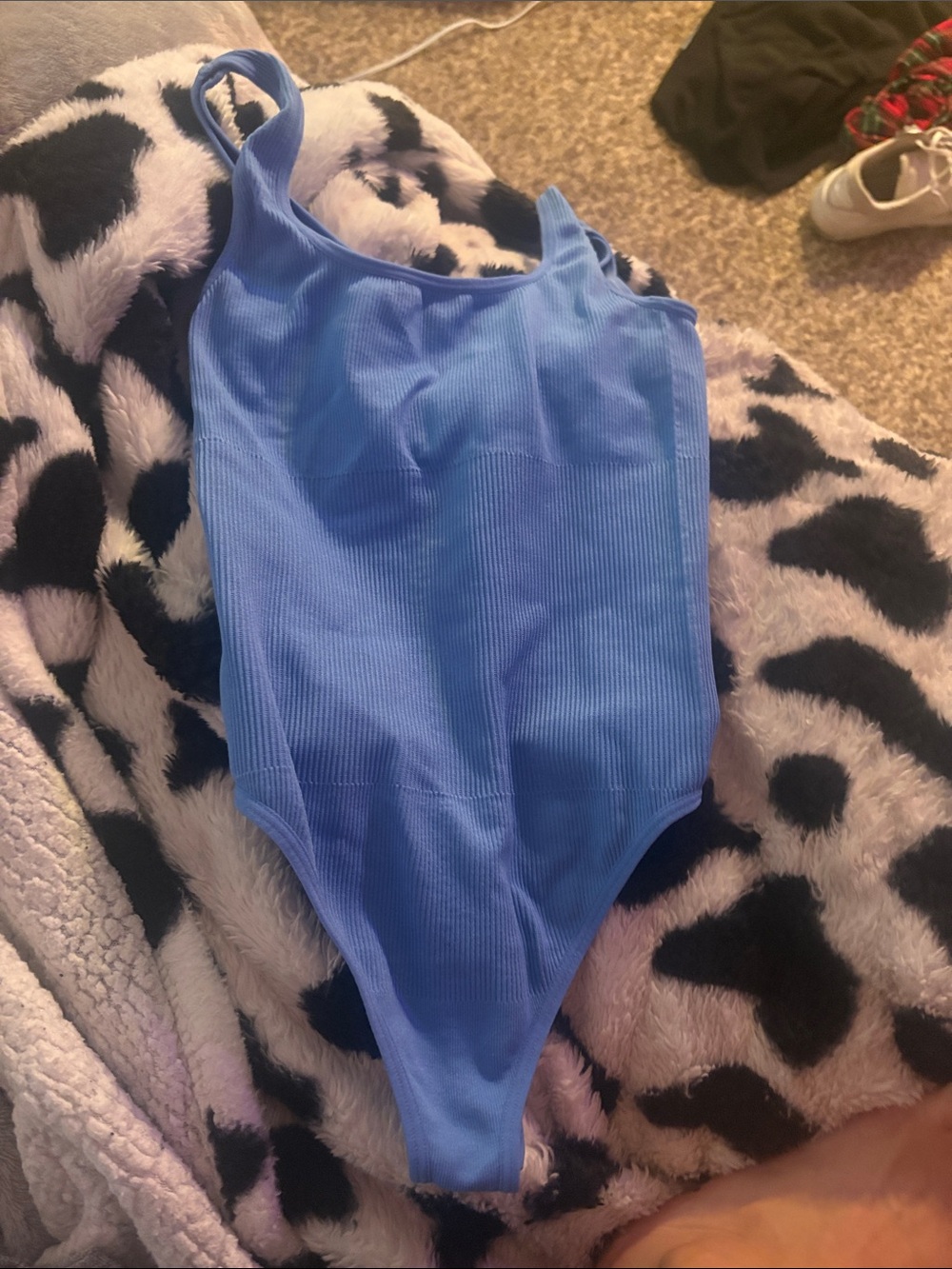 No Boundaries Ribbed Light Blue Bodysuit